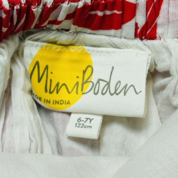 Mini Boden Cross-Back Dress 6-7Y Birds Beach Red White 100% Cotton Twirl Party - Picture 4 of 10